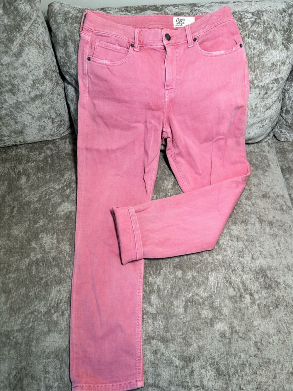 Rose Pink cropped Skinny Jeans